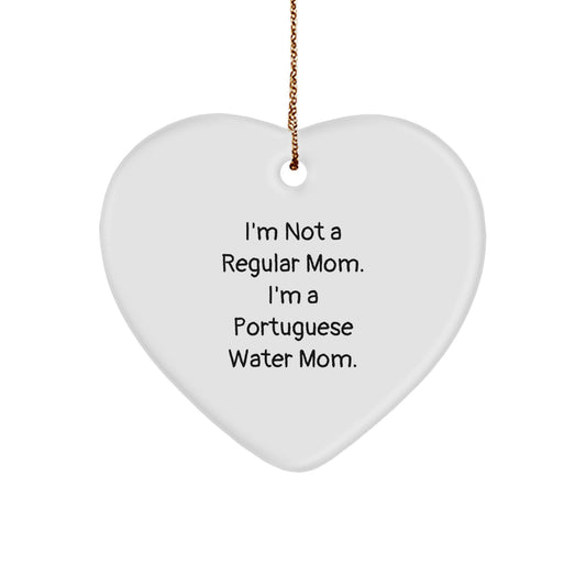 Funny Portuguese Water Dog Mom Gifts from Family to Friends - Heart Ornament for Christmas Unique Presents - Image 1