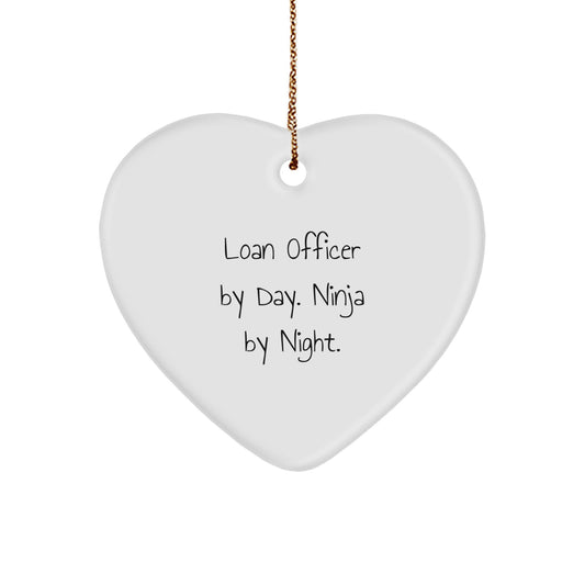 Funny Loan Officer Gifts by Day, Heart Ornament Ninja by Night, Christmas Unique Presents for Loan Officer Men - Image 1
