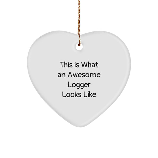 Playful Logger Heart Christmas Ornament for Roommates Memento Gift - Image 1