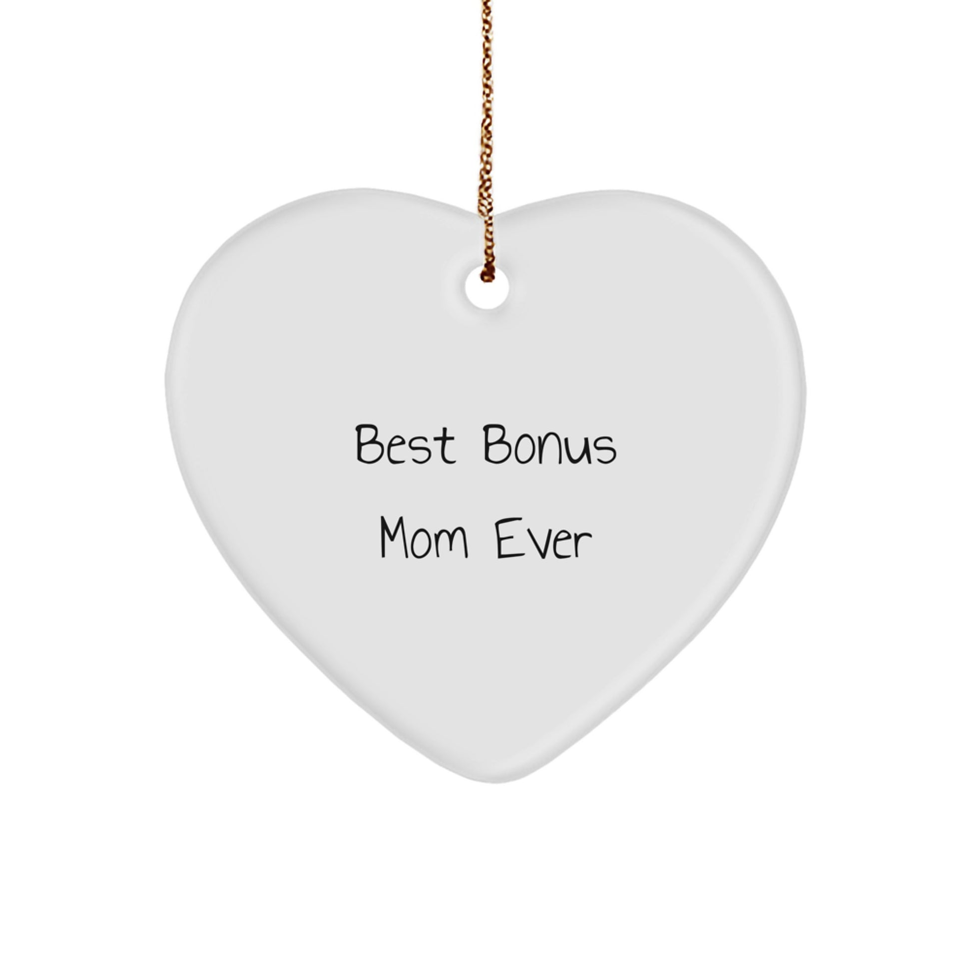 Funny Bonus Mom Heart Ornament Gifts from Friends and Family, Best Bonus Mom Ever Inspirational Christmas Unique Gifts - Image 1