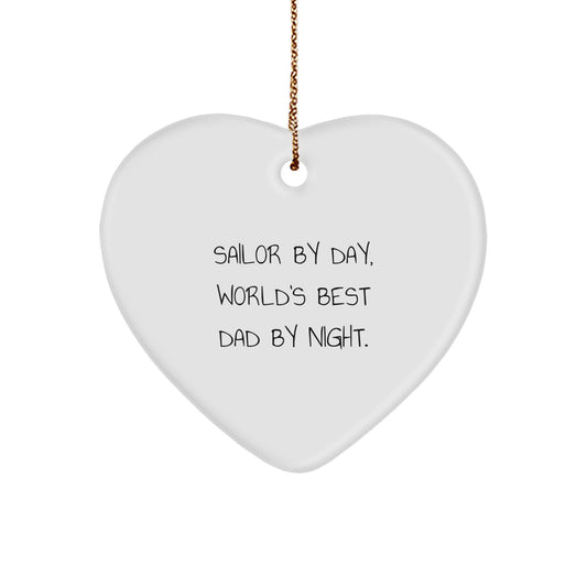 Sailor By Day, Gifts for Men and Women, Heart Ornament, Funny Quote Gifts from Family, Christmas Unique Presents - Image 1