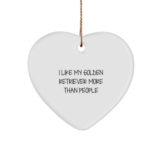 Funny Golden Retriever Dog Gifts for Family - Heart Ornament I Like My Golden Retriever More Than People, Christmas Unique Presents from Friends - Image 1