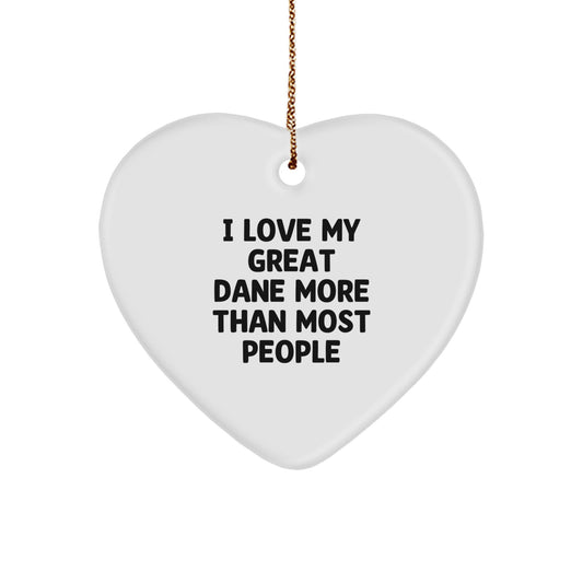 Funny Great Dane Dog Lover Gifts from Family - Heart Ornament for Christmas - I Love My Great Dane More Than Most People - Image 1