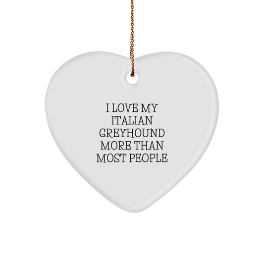 Funny Italian Greyhound Dog Gifts from Men, Women, Friends, Family - Heart Ornament for Italian Greyhound Dog, Christmas Unique Gifts - Image 1