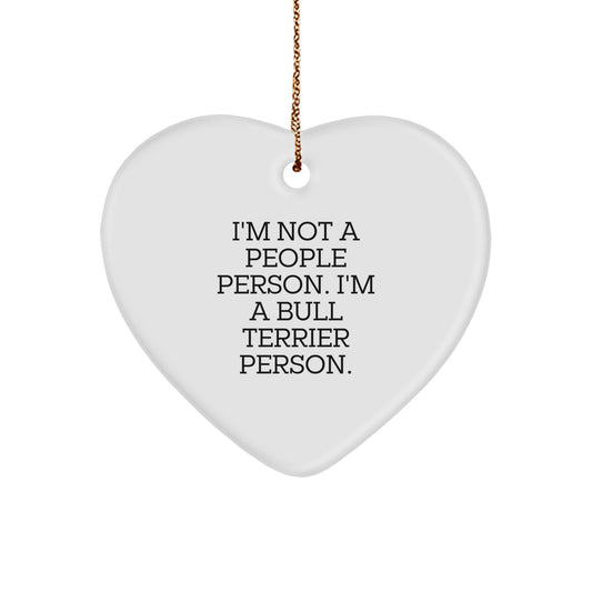 Funny Bull Terrier Dog Gifts from Men, Women, and Friends - Unique Heart Ornament for Bull Terrier Dog Lovers - Christmas Memorable Presents for Family and Friends - Image 1