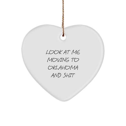 Funny Oklahoma Heart Ornament, Gifts from Men to Friends in Oklahoma, Unique Christmas Unique Gifts for Him - Image 1