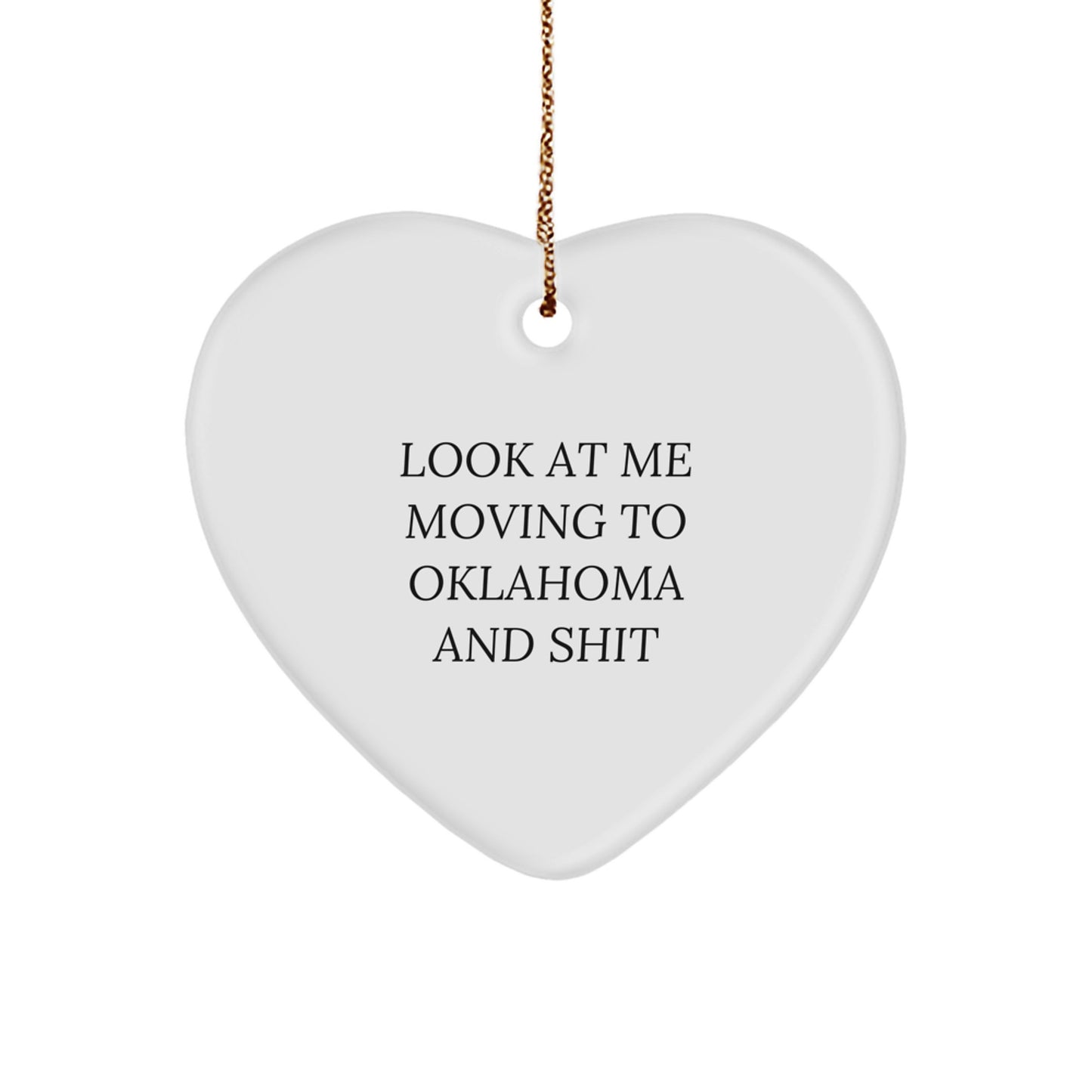 Funny Oklahoma Gifts for Men, Women, Friends from Oklahoma, Heart Ornament Christmas Unique Gifts - Image 1