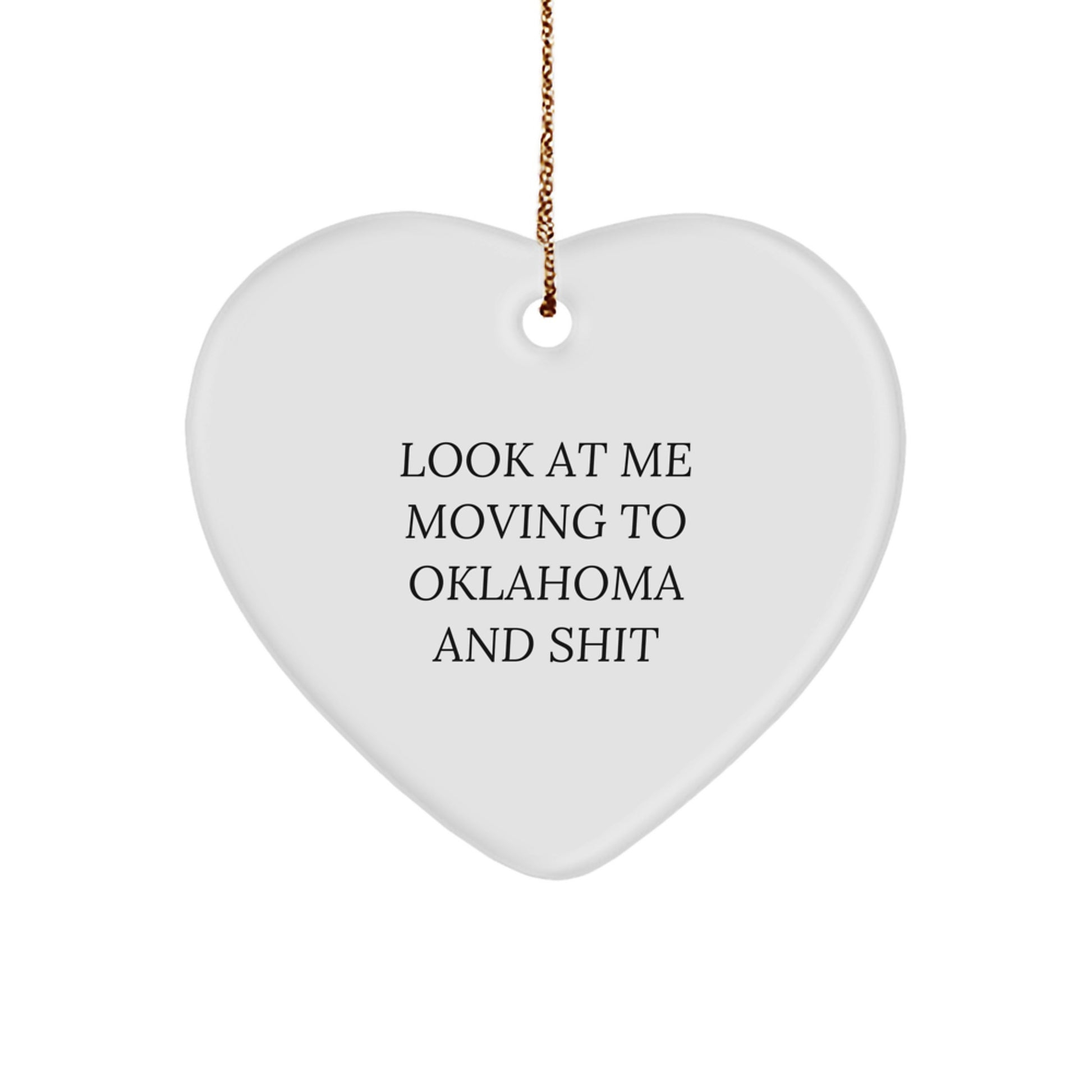 Funny Oklahoma Gifts for Men, Women, Friends from Oklahoma, Heart Ornament Christmas Unique Gifts - Image 1