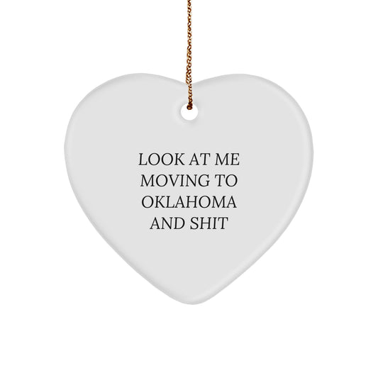 Funny Oklahoma Gifts for Men, Women, Friends from Oklahoma, Heart Ornament Christmas Unique Gifts - Image 1