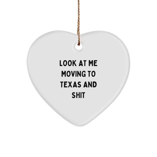 Funny Texas Heart Ornament Gifts from Friends for Texas Lovers Moving to Texas and Shit This Christmas - Image 1