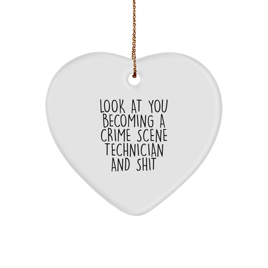 Crime Scene Technician Gifts, Funny Quote, Heart Ornament, Gifts from Men to Crime Scene Technician for Christmas Unique Gifts - Image 1