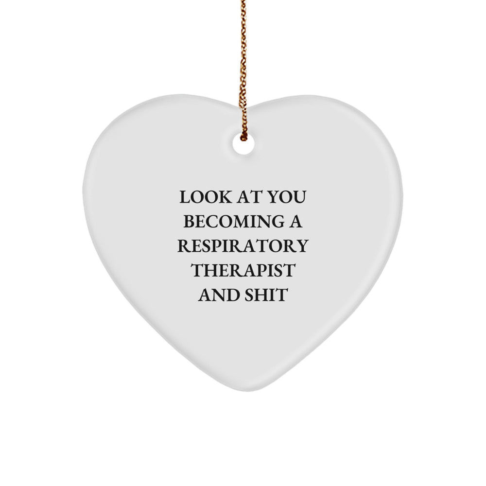 Funny Respiratory Therapist Gifts, Inspirational Heart Ornament for Christmas - 'Look At You Becoming A Respirapist And Shit' from Coworkers to Family - Image 1