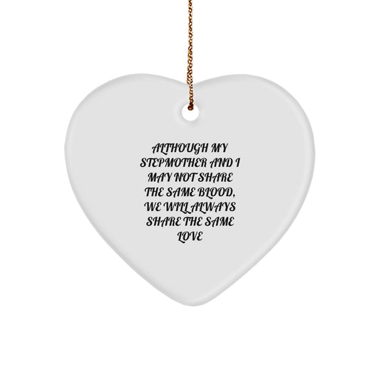 Stepmother Heart Ornament, Gifts from Men to Women, Funny Quote, Christmas Unique Gifts for Stepmother - Image 1