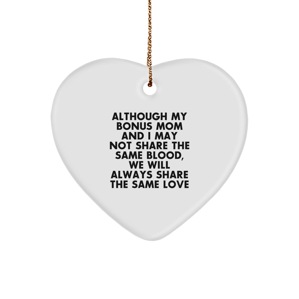 Gifts from Mom, Heartfelt Inspirational Quote Bonus Mom Gifts for Christmas, Heart Ornament Durable MDF White 2.75" Tall - Image 1