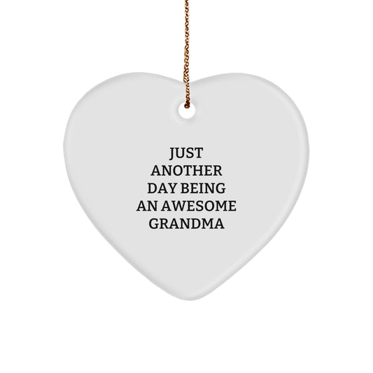Gifts from Family - Just Another Day Being An Awesome Grandma Heart Ornament, Grandma Gifts, Christmas Decorations - Image 1