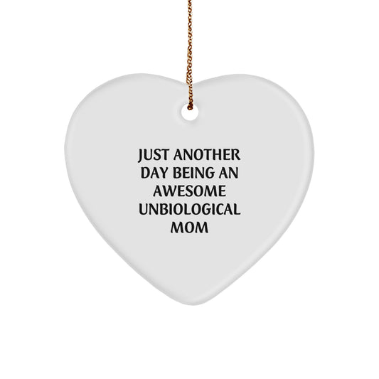 Gifts for Unbiological Mom, Funny Heart Ornament, Christmas Unique Gifts from Family, Friends, or Coworkers - Image 1