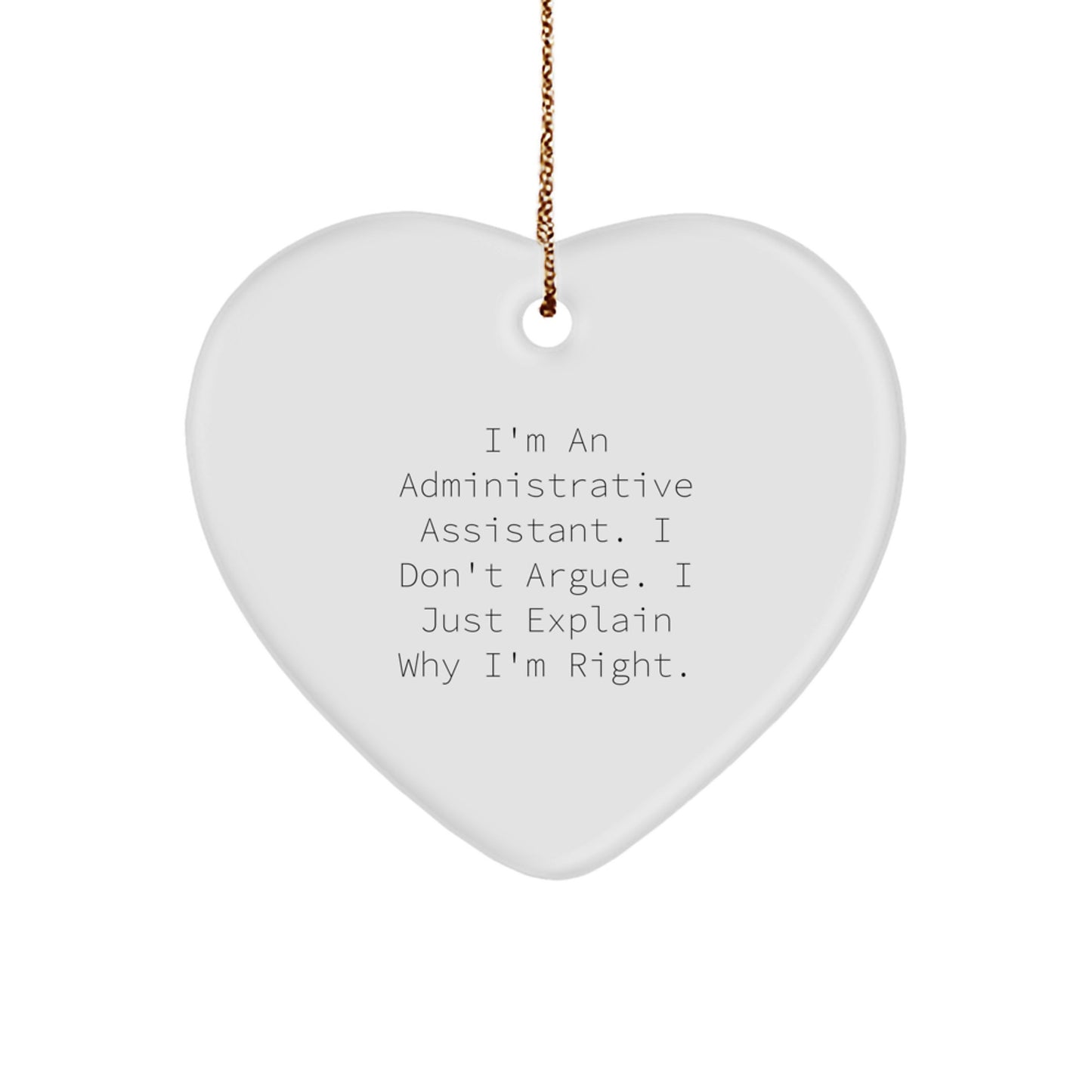 Funny Administrative Assistant Heart Ornament Gifts from Friends to Administrative Assistants, Christmas Unique Gift for Coworkers - Image 1
