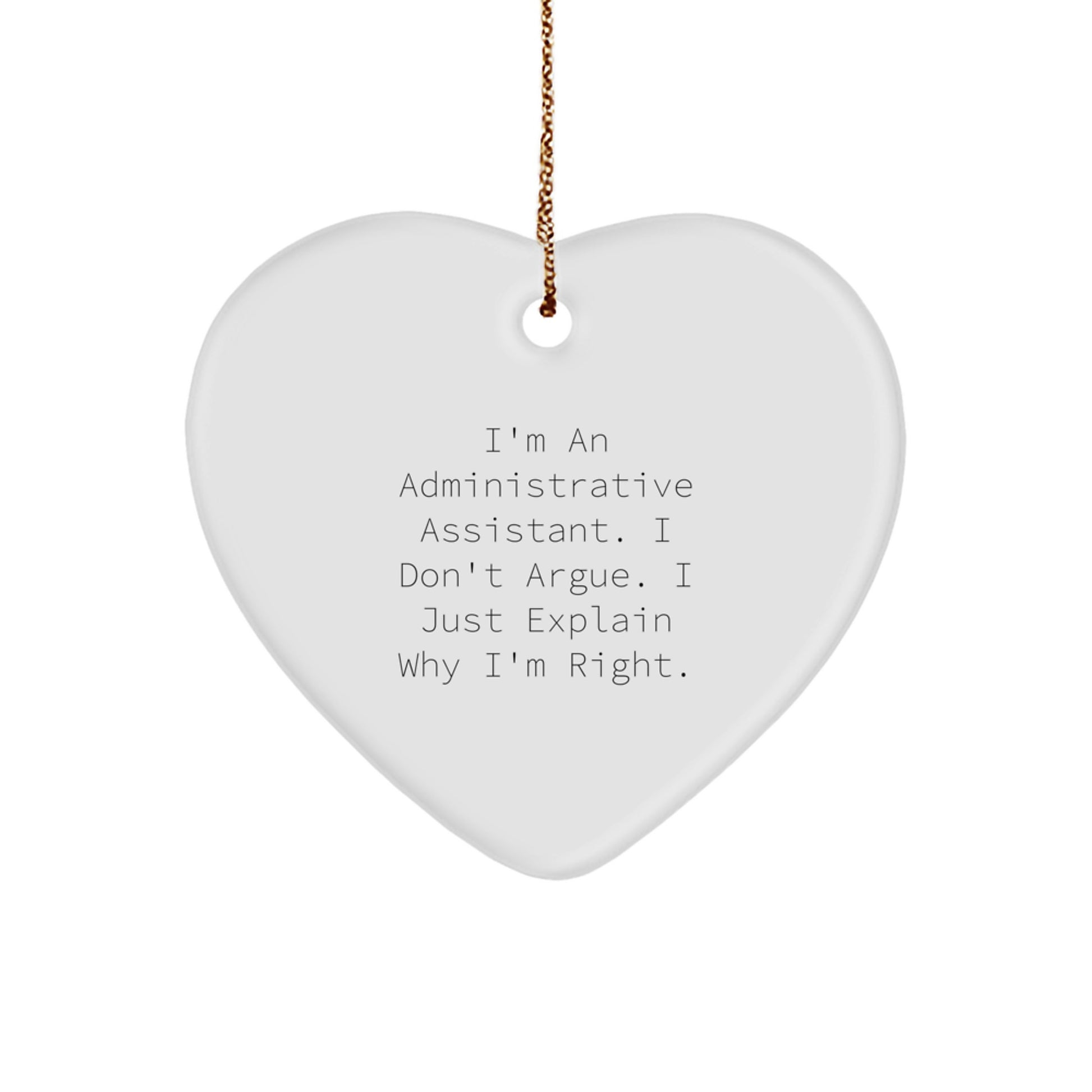 Funny Administrative Assistant Heart Ornament Gifts from Friends to Administrative Assistants, Christmas Unique Gift for Coworkers - Image 1
