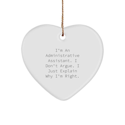 Funny Administrative Assistant Heart Ornament Gifts from Friends to Administrative Assistants, Christmas Unique Gift for Coworkers - Image 1