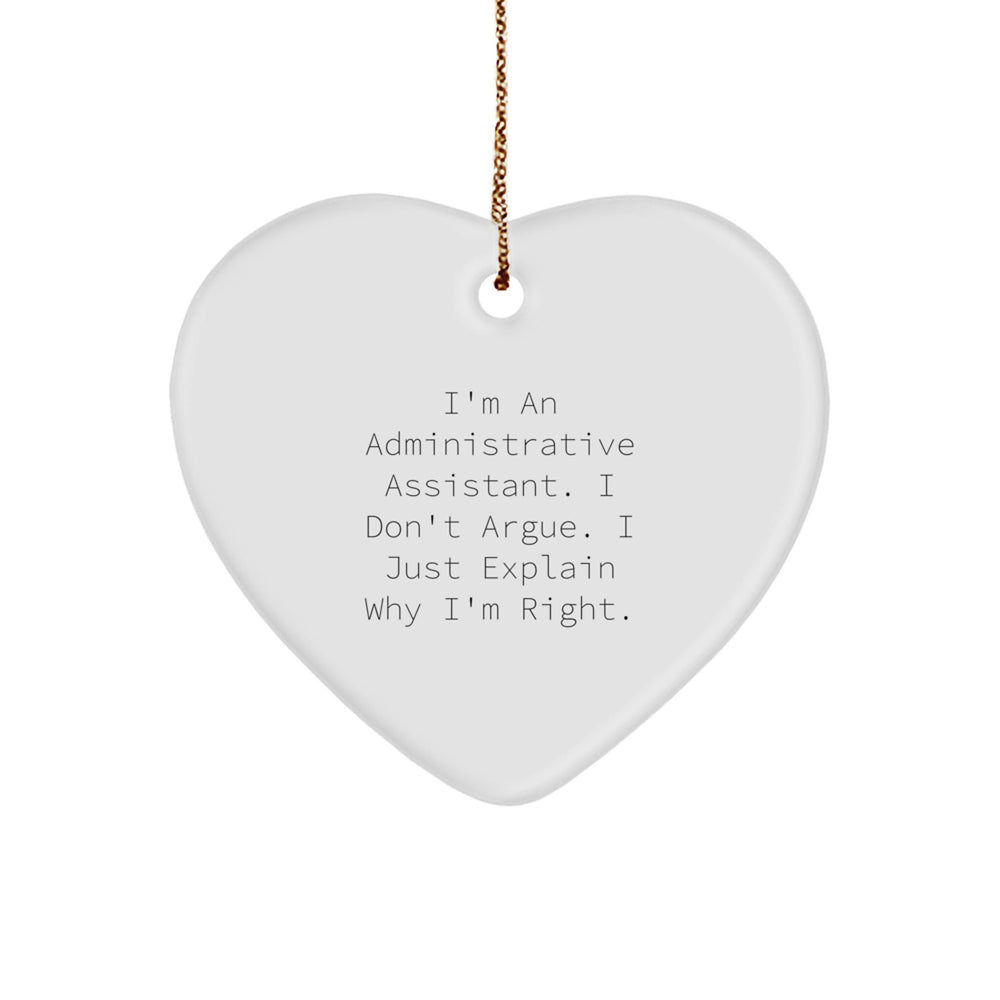 Funny Administrative Assistant Heart Ornament Gifts from Friends to Administrative Assistants, Christmas Unique Gift for Coworkers - Image 1