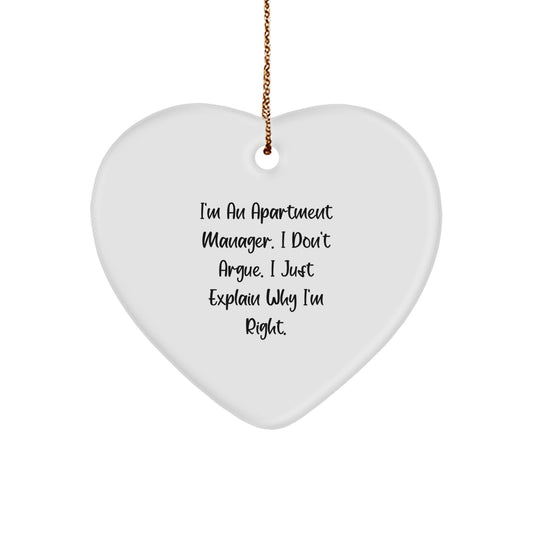 Gifts from Coworkers for Apartment Managers - 'I'm Right' Heart Ornament, Funny White Heart Shaped MDF, Christmas Unique Gifts - Image 1