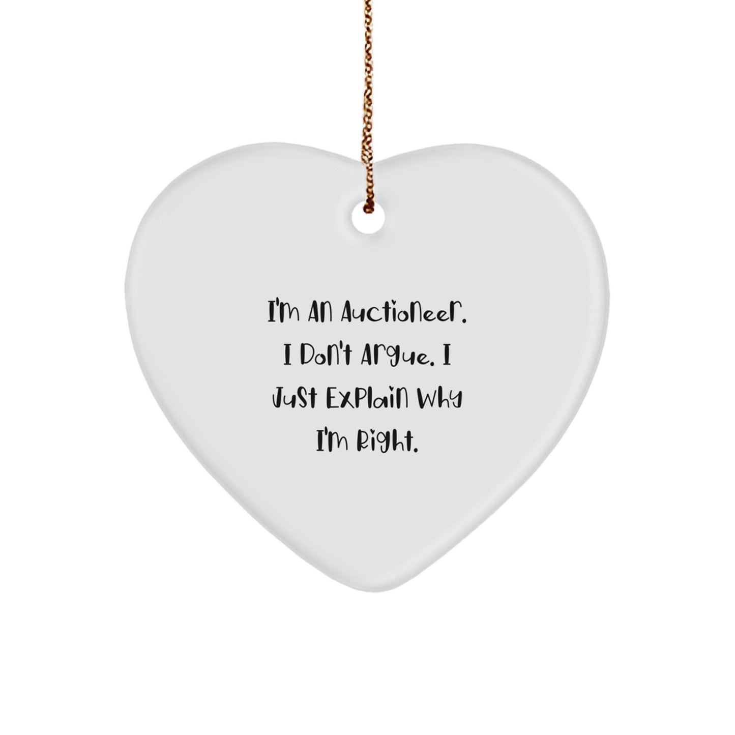 Auctioneer Heart Ornament, Funny Christmas Unique Gift for Auctioneer, Gifts from Men to Friends - Image 1