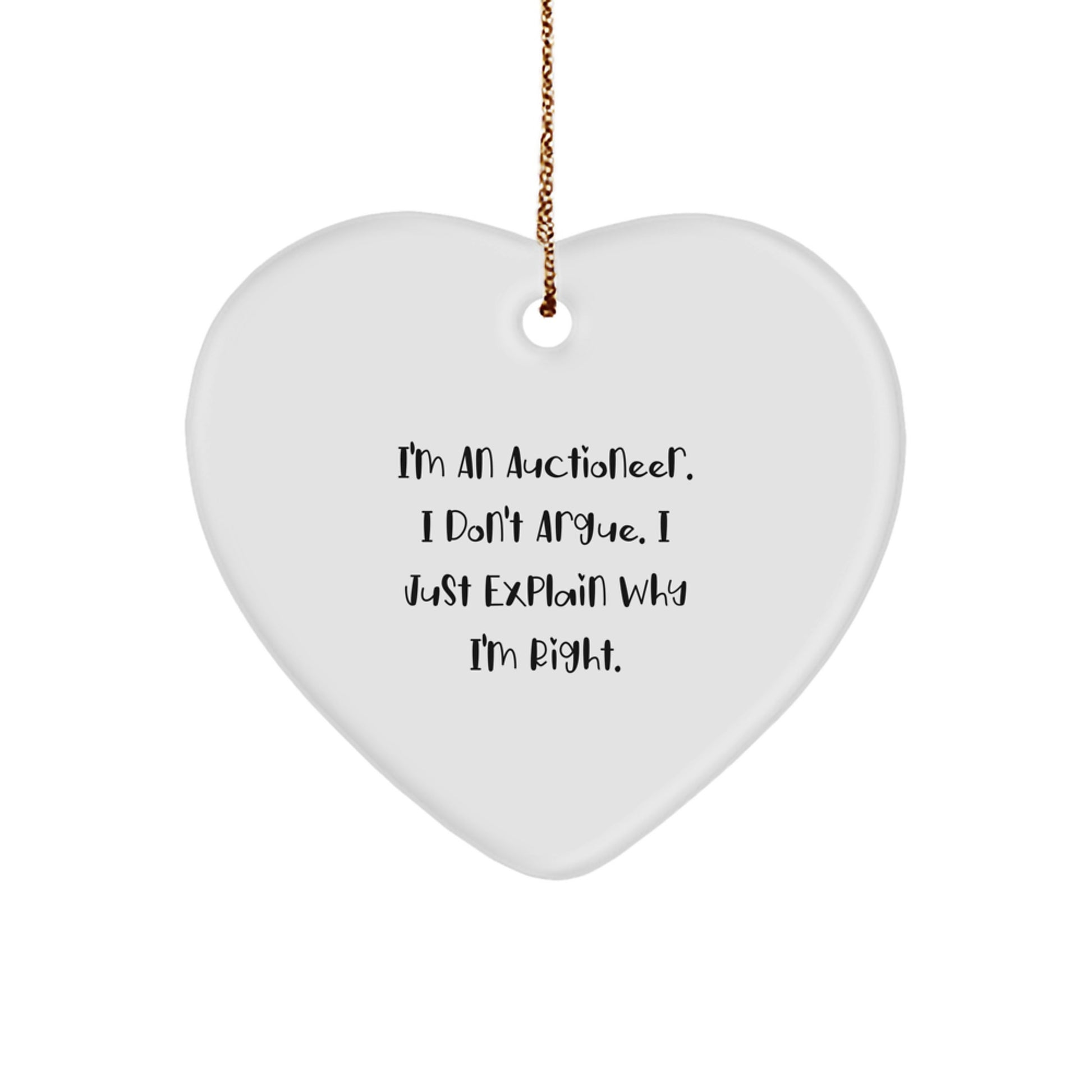Auctioneer Heart Ornament, Funny Christmas Unique Gift for Auctioneer, Gifts from Men to Friends - Image 1
