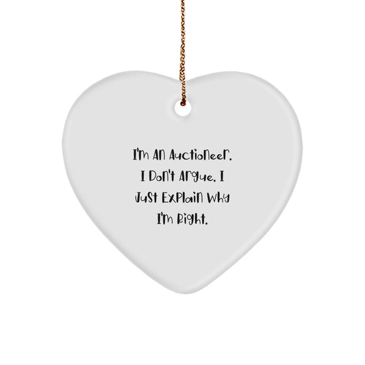 Auctioneer Heart Ornament, Funny Christmas Unique Gift for Auctioneer, Gifts from Men to Friends - Image 1