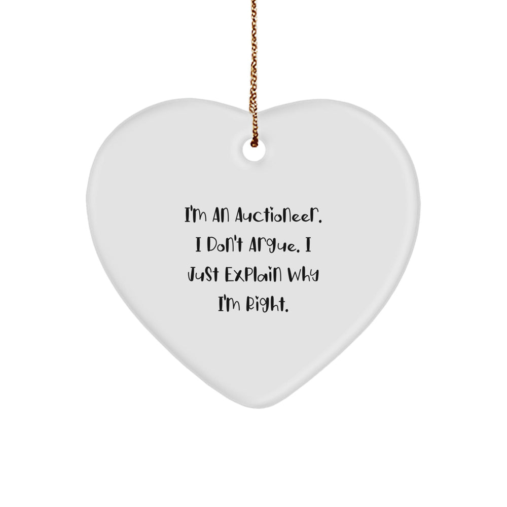 Auctioneer Heart Ornament, Funny Christmas Unique Gift for Auctioneer, Gifts from Men to Friends - Image 1