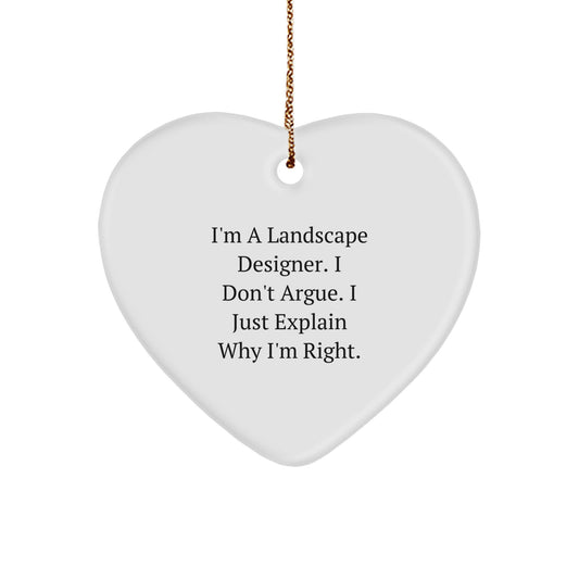 Landscape Designer Gifts Funny Heart Ornament from Friends, Gifts for Landscape Designer, Men, or Women, Christmas Unique Presents - Image 1
