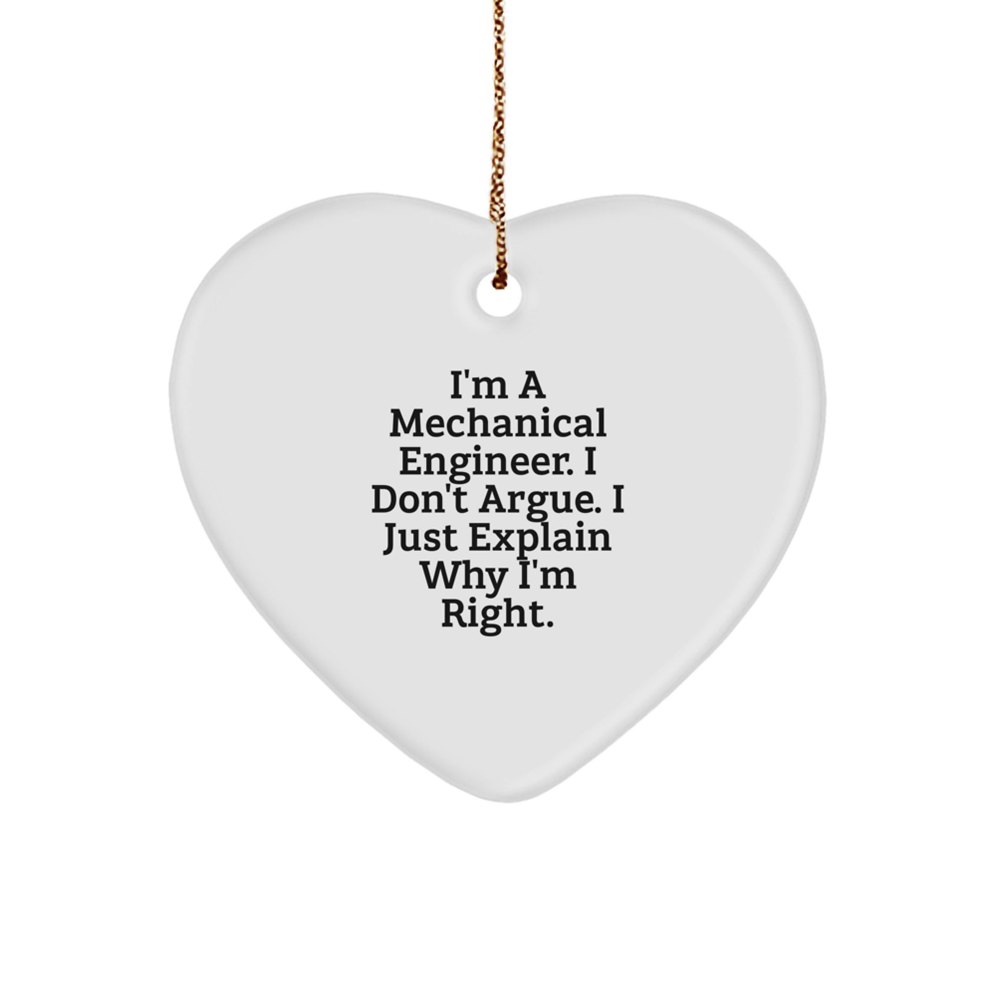 Mechanical Engineer Heart Ornament, Funny, Gifts from Friends for Christmas - Image 1