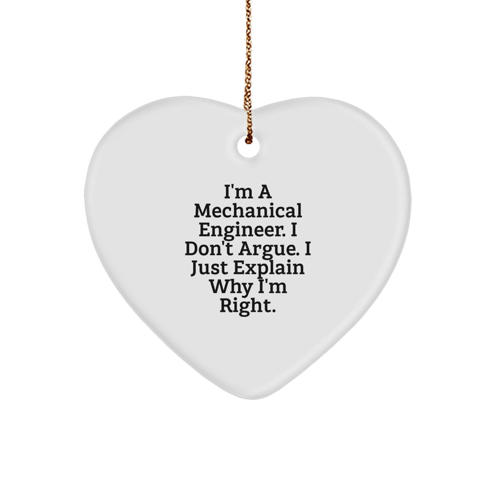 Mechanical Engineer Heart Ornament, Funny, Gifts from Friends for Christmas - Image 1