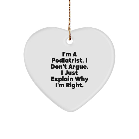 Funny Podiatrist Gifts from Friends, Heart Ornament with Inspirational Quote, Christmas Unique Gifts for Podiatrists, Gifts from Family - Image 1