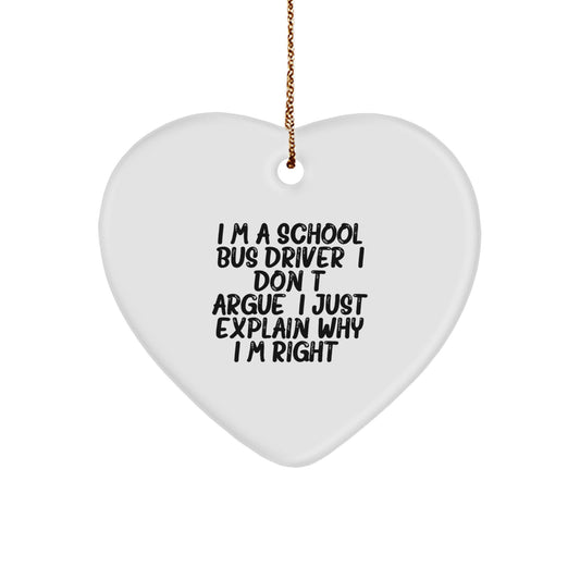 School Bus Driver Humor Gifts from Friends for Christmas Unique Heart Ornament - Image 1