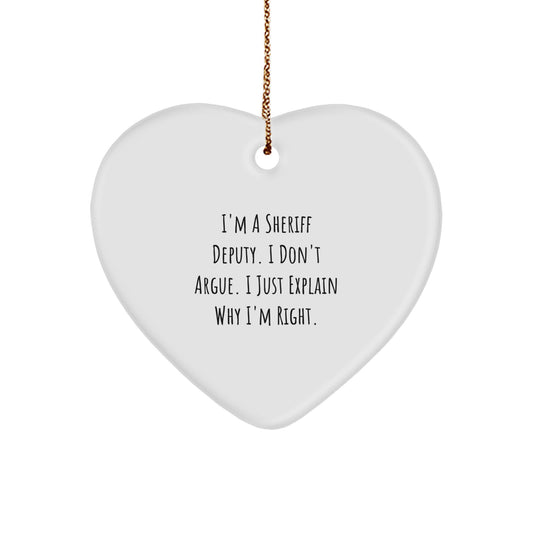 Funny Sheriff Deputy Heart Ornament Gifts from Men to Sheriff Deputy Friends, Perfect for Christmas Unique Gifts - Image 1