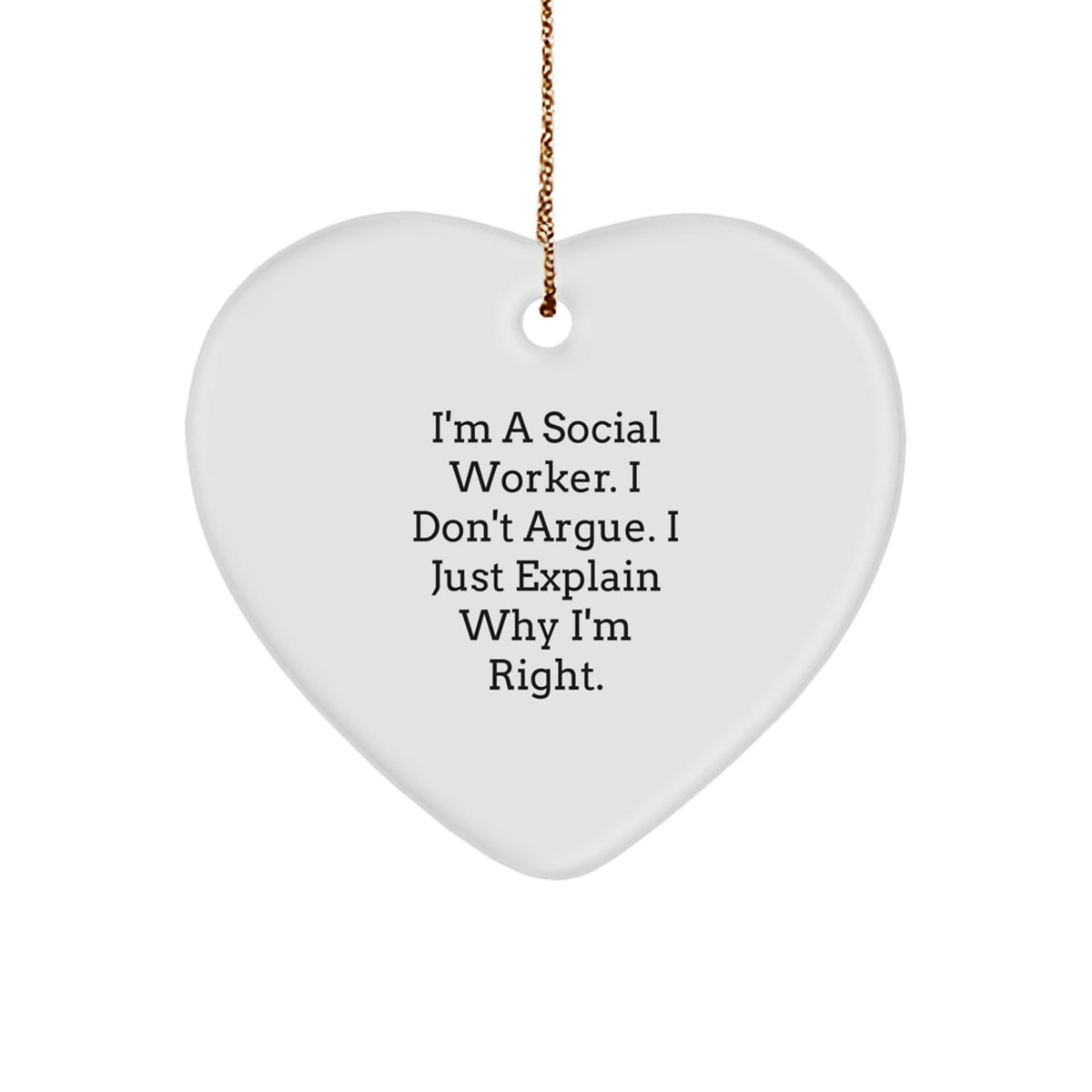 Social Worker Gifts from Friends - Heart Ornament with Funny Quote, Christmas Memorable Present for Coworkers or Family - Image 1