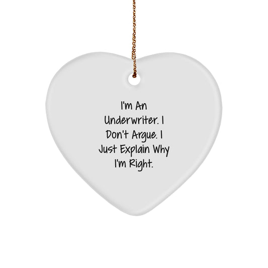 Funny Underwriter Gifts, Heart Ornament from Friends, for Underwriter Christmas Unique Gifts from Men, Women, Family, Coworkers - Image 1