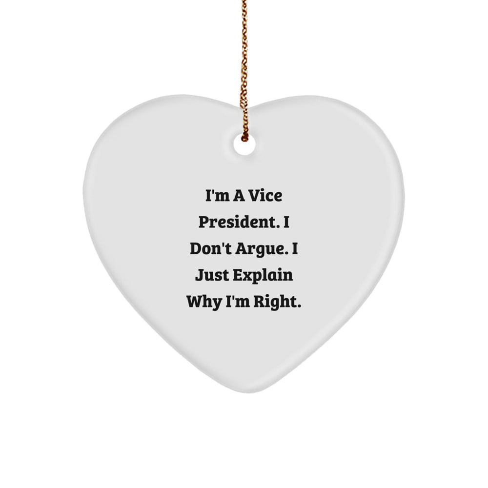 Vice President Funny Gifts from Men to Vice President, Heart Ornament with Inspirational Quote, Christmas Unique Gifts for Office Decorations - Image 1