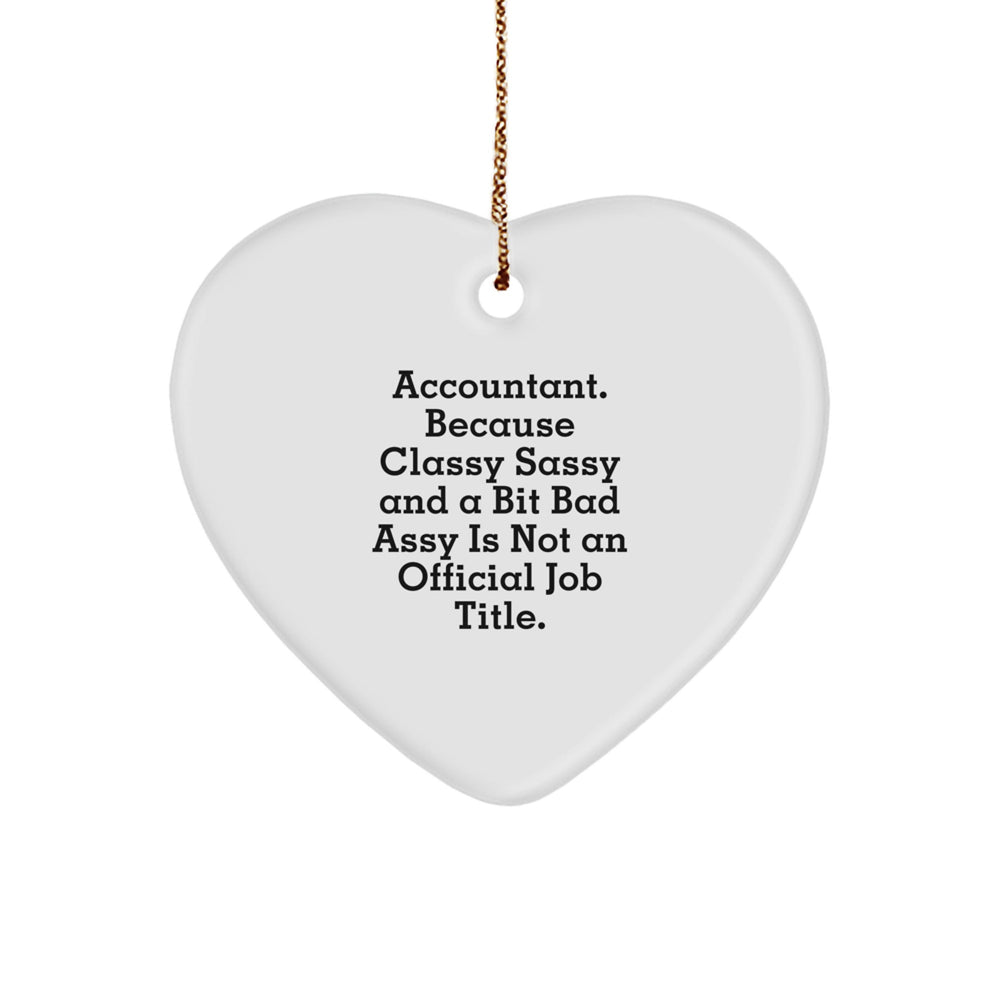 Funny Accountant Gifts for Him or Her, 'Accountant. Because Classy Sassy And A Bit Fearlessy Is Not An Official Job Title.' Heart Ornament, Gifts from Friends, Family, or Coworkers for Christmas - Image 1