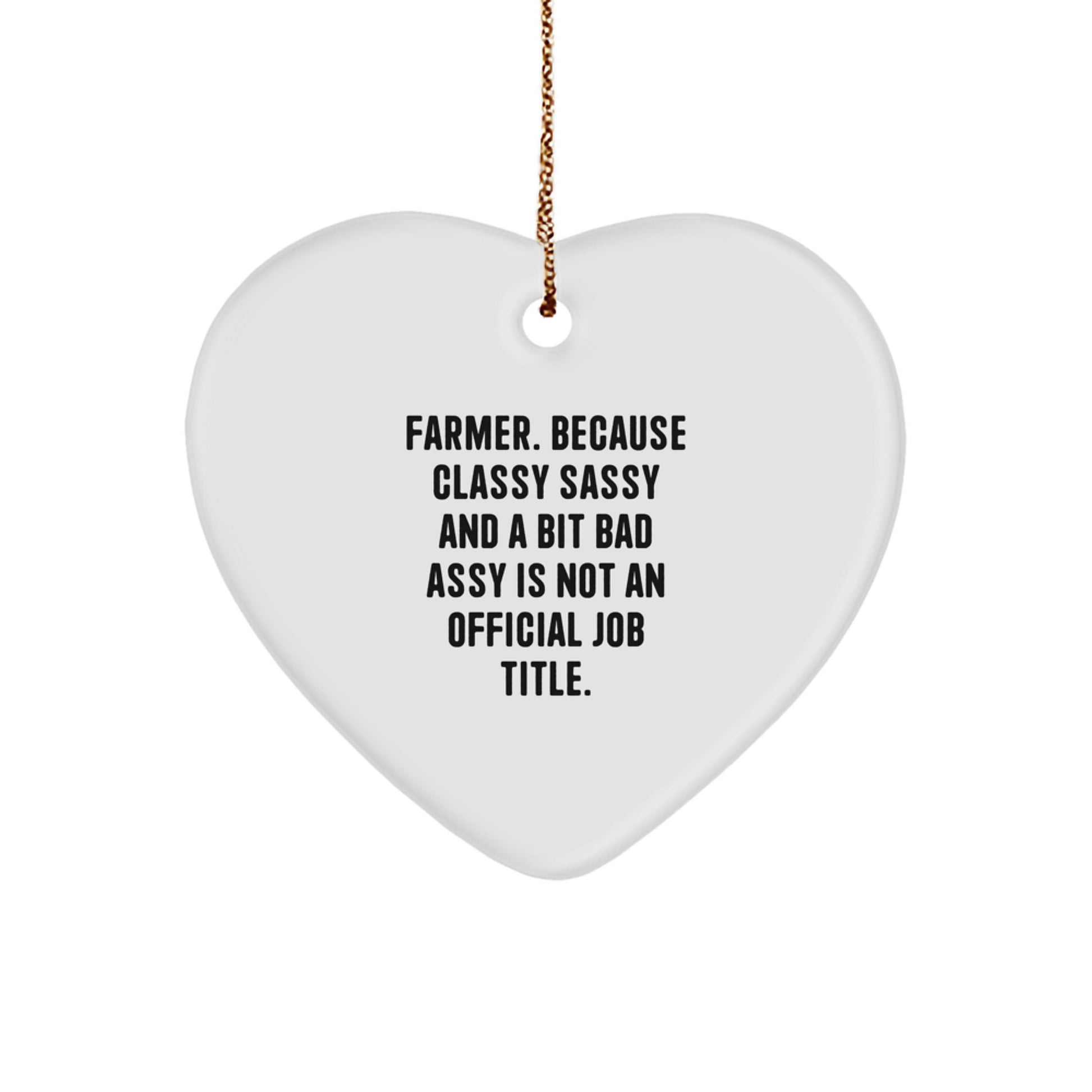 Funny Farmer Gifts: 'Farmer. Because Classy Sassy And A Bit Fearlessy Is Not An Official Job Title.' Heart Ornament for Men, Women, Friends, Coworkers, or Family - Image 1