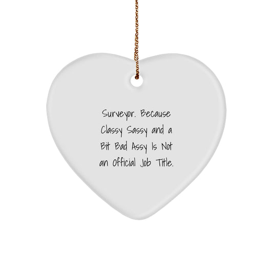 Funny Surveyor Gifts from Friends, Heart Ornament for Men, Women, or Coworkers, Christmas Unique Presents - Image 1