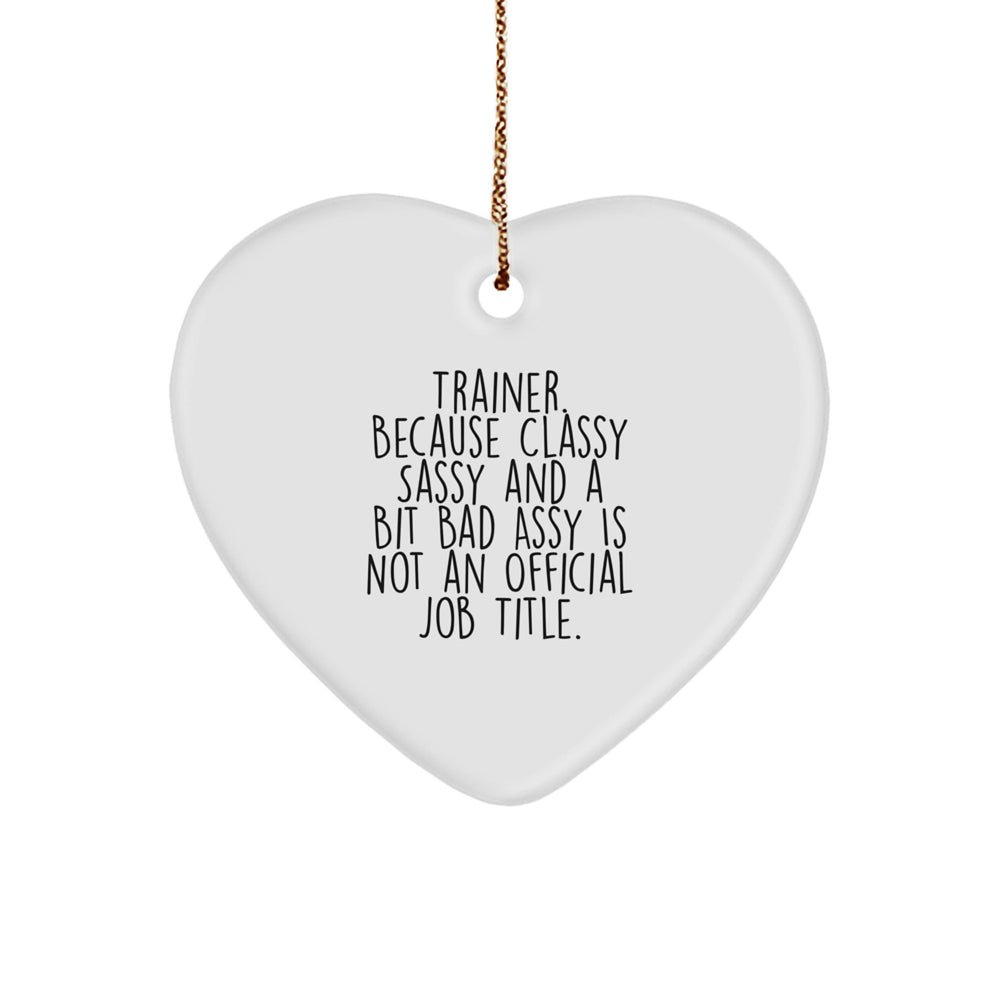 Funny Trainer Gifts from Friends, Women, or Family - 'Trainer. Because Classy Sassy And A Bit Fearlessy Is Not An Official Job Title.' Heart Ornament for Men, Christmas Unique Gifts - Image 1