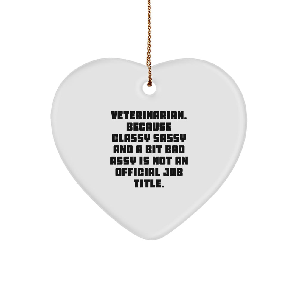 Funny Veterinarian Gifts from Friends - Heart Ornament, 'Veterinarian. Because Classy Sassy And A Bit Fearlessy Is Not An Official Job Title.' Christmas Unique Gifts for Veterinarian - Image 1