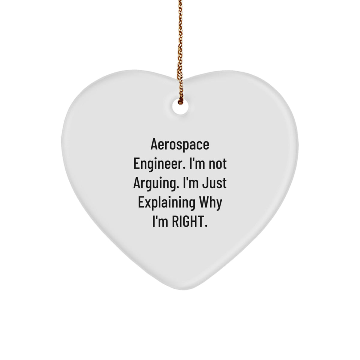Aerospace Engineer Gifts, Funny Heart Ornament, 'I'm Not Arguing, I'm Just Explaining Why I'm Right' for Men, Women, Friends, Coworkers, Family, Christmas Unique Gifts - Image 1