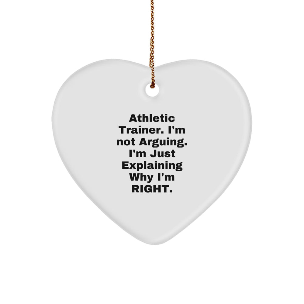 Athletic Trainer Gifts from Friends, Funny Heart Ornament, 'I'm Not Arguing...' Quote, Perfect for Christmas - Image 1