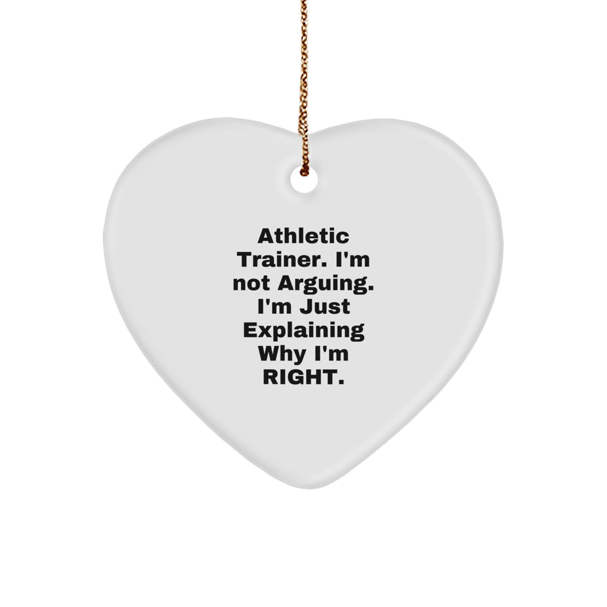 Athletic Trainer Gifts from Friends, Funny Heart Ornament, 'I'm Not Arguing...' Quote, Perfect for Christmas - Image 1