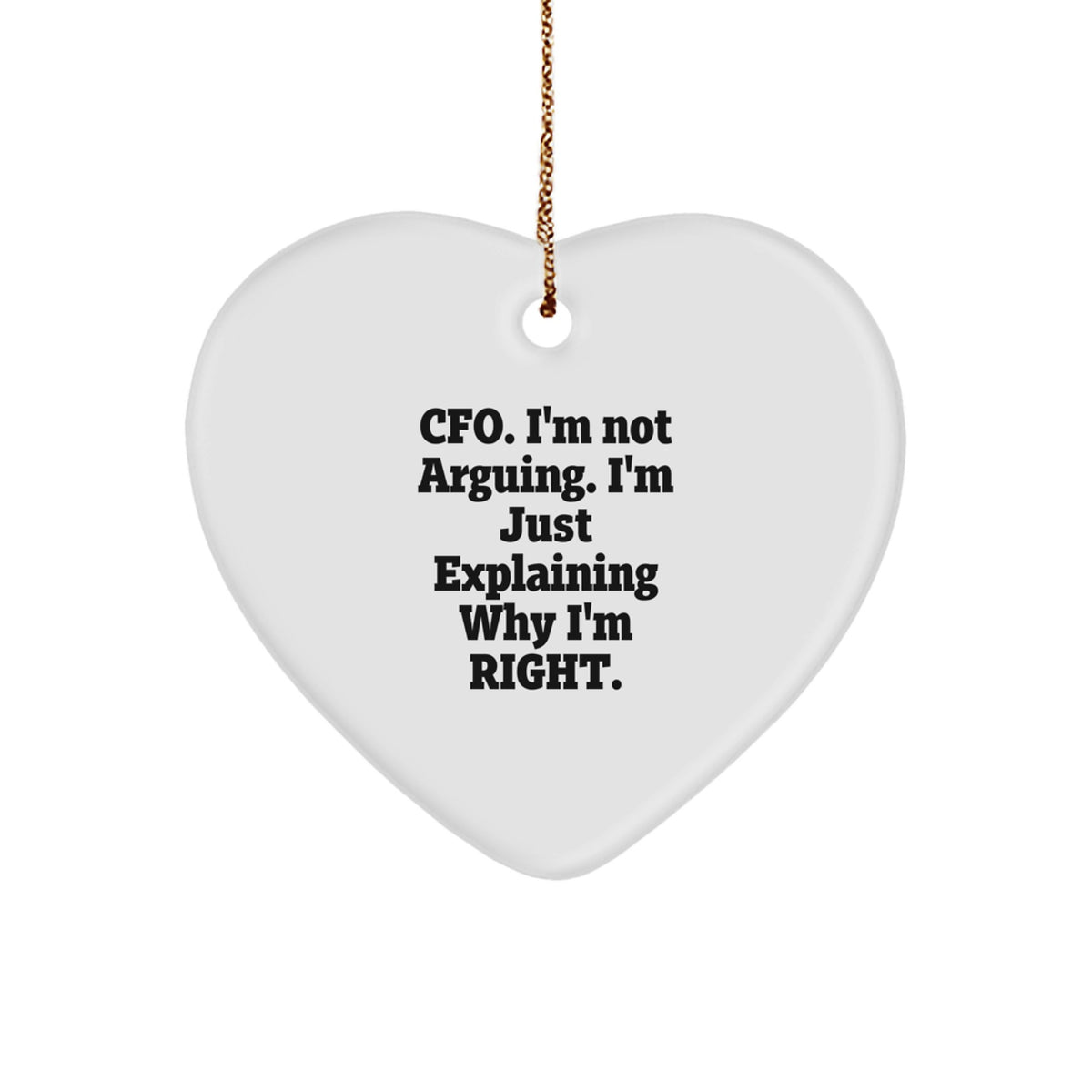 CFO Gifts from Friends, Funny Heart Ornament, 'I'm Not Arguing, I'm Just Explaining Why I'm Right' Christmas Unique Gifts for CFO - Image 1
