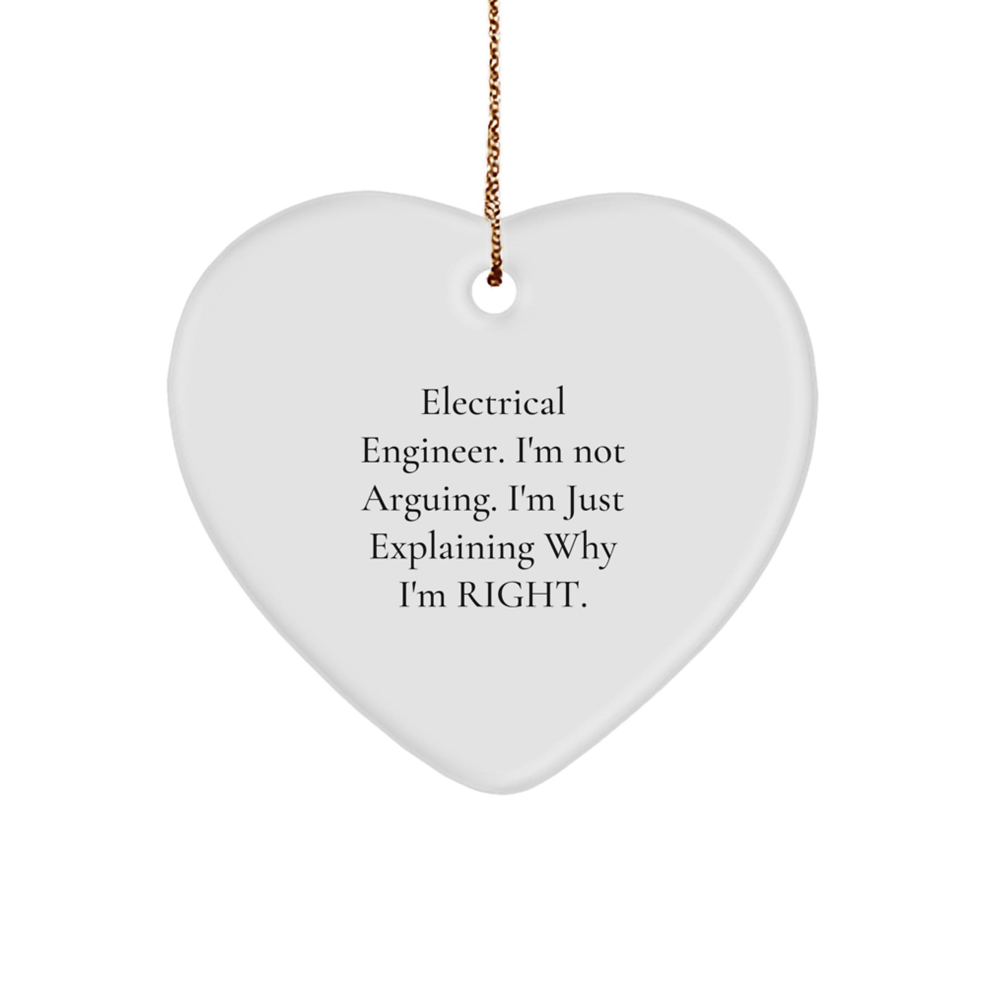 Funny Electrical Engineer Heart Ornament Gifts from Friends - 'I'm Not Arguing. I'm Just Explaining Why I'm Right.' for Christmas - Image 1