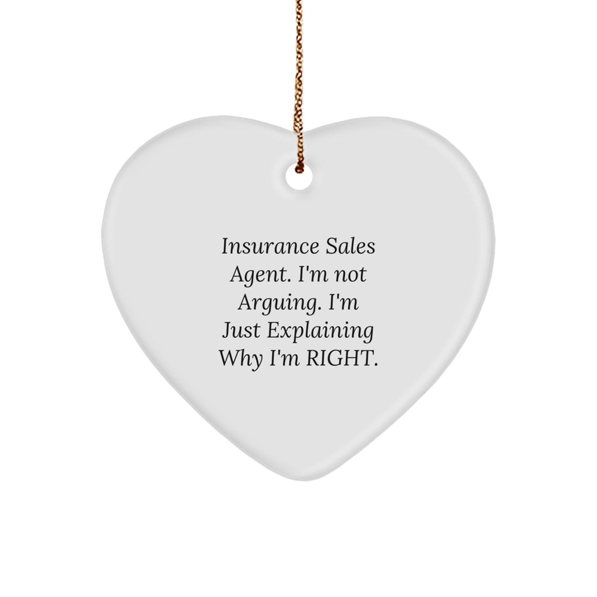 Insurance Sales Agent Heart Ornament, Funny Holiday Gift from Friends, Gifts for Insurance Sales Agent - Image 1