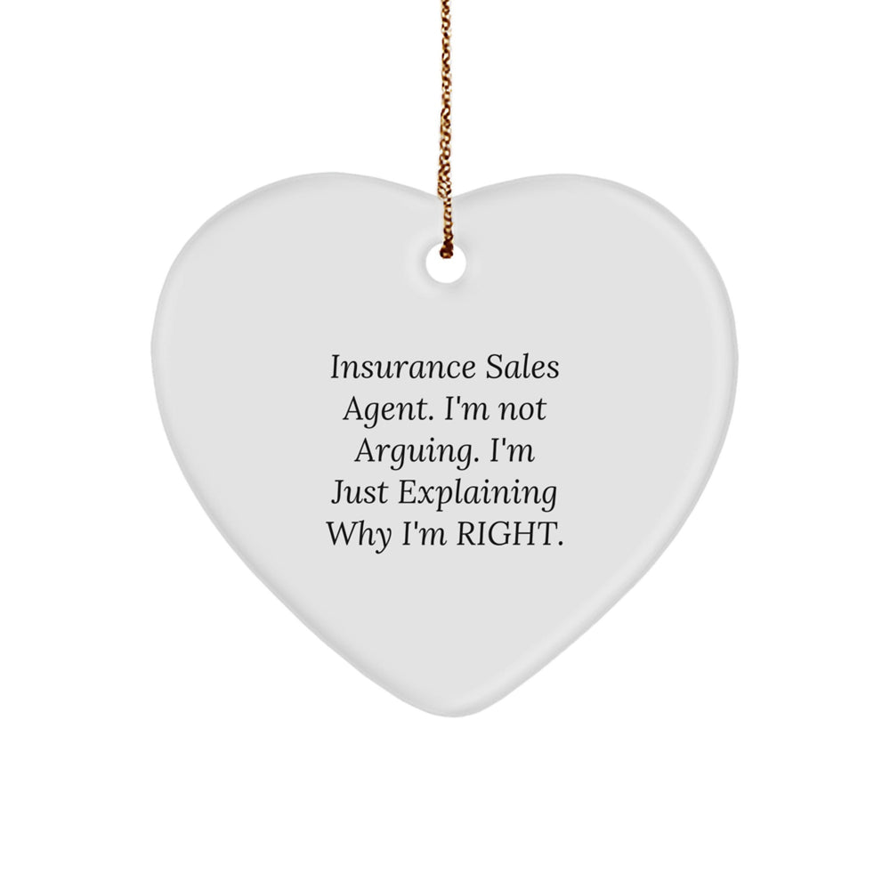 Insurance Sales Agent Heart Ornament, Funny Holiday Gift from Friends, Gifts for Insurance Sales Agent - Image 1